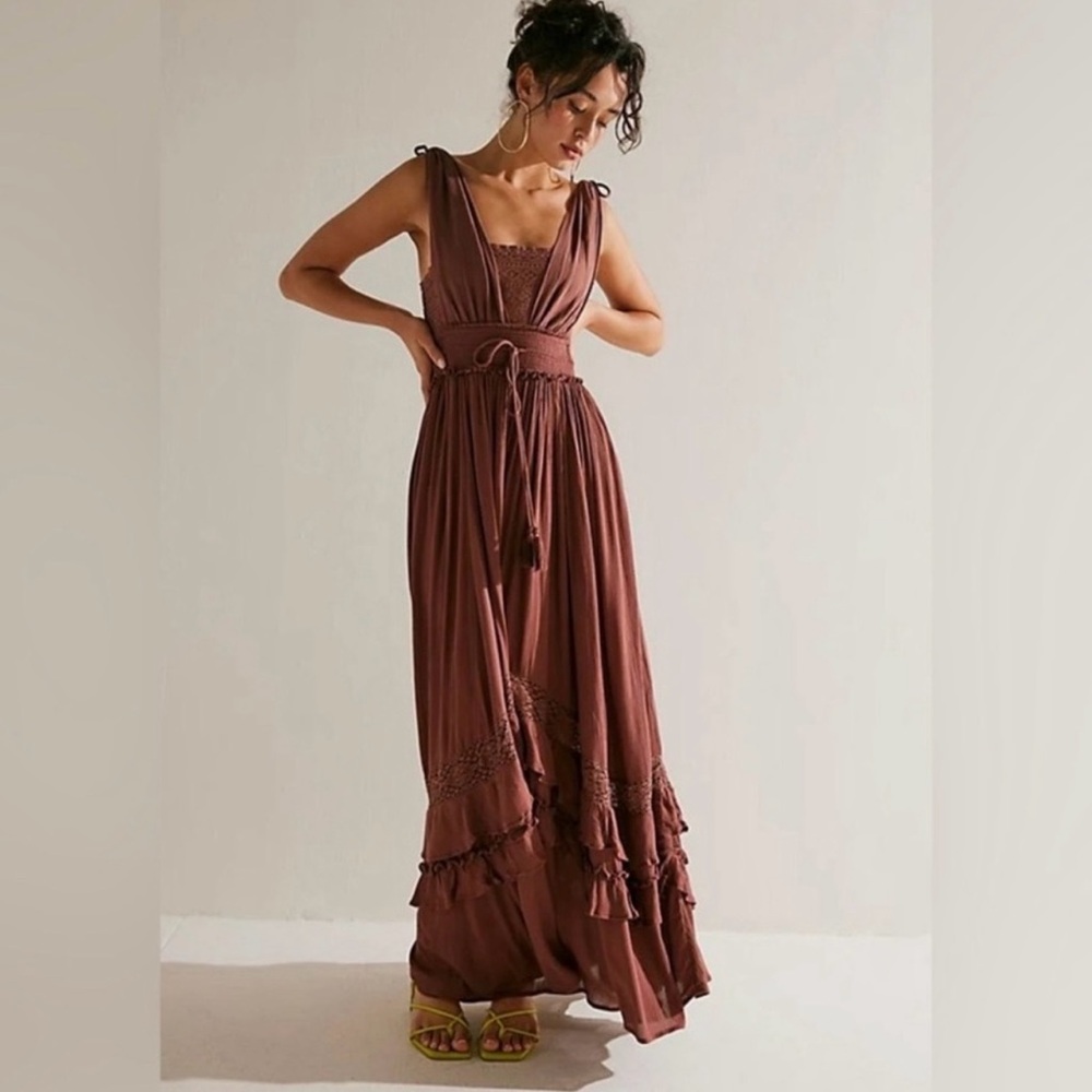 Free People Santa Maria Maxi Dress- Mink XS NEW
